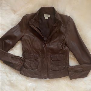 Lucky Brand Leather Bomber Jacket